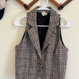 Plaid Button-Up Vest